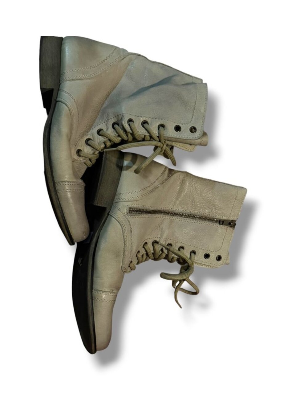 Taupe Lace‑Up Ankle Boots – Size 10